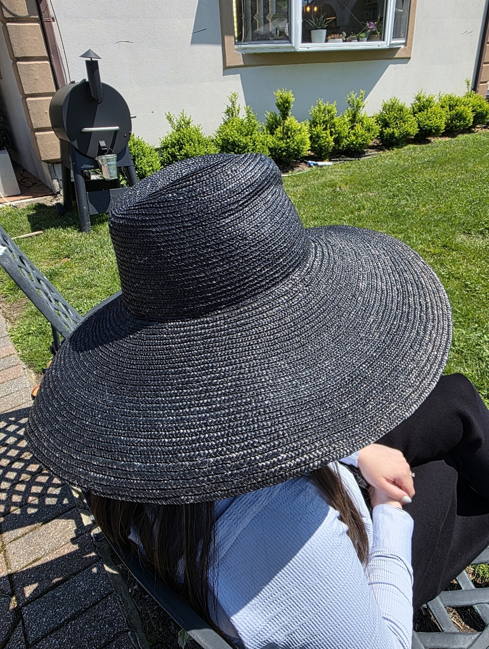 Lola Hats Classic Wide-Brim Straw Sun Hat - Black